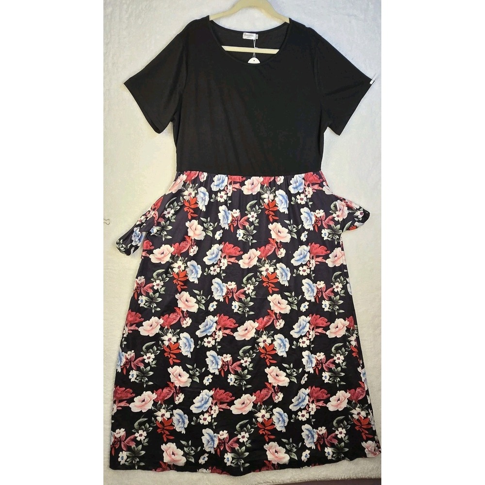 Tshirt‎ Floral Maxi Dress Plus 3x Casual Comfort Beach Vacation Resort Cottagw